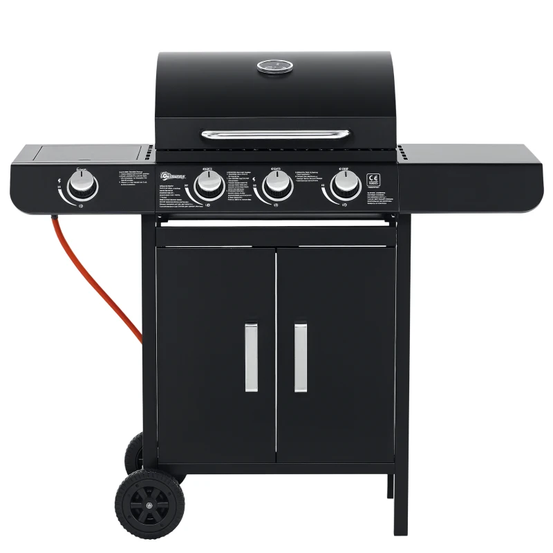 Gasgrill met 4 branders RVS 110L x 50B x 100H cm