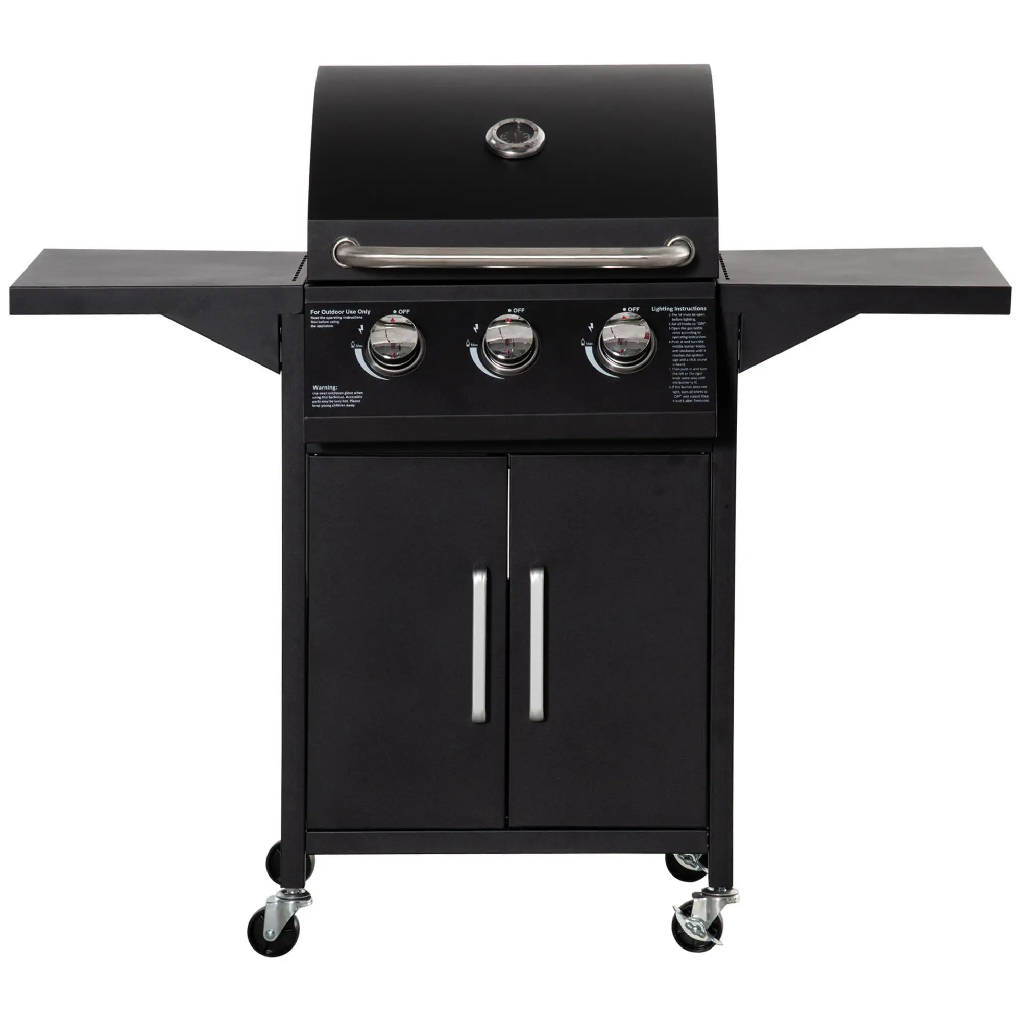 Gas BBQ 3 branders 121L x 55B x 109H cm