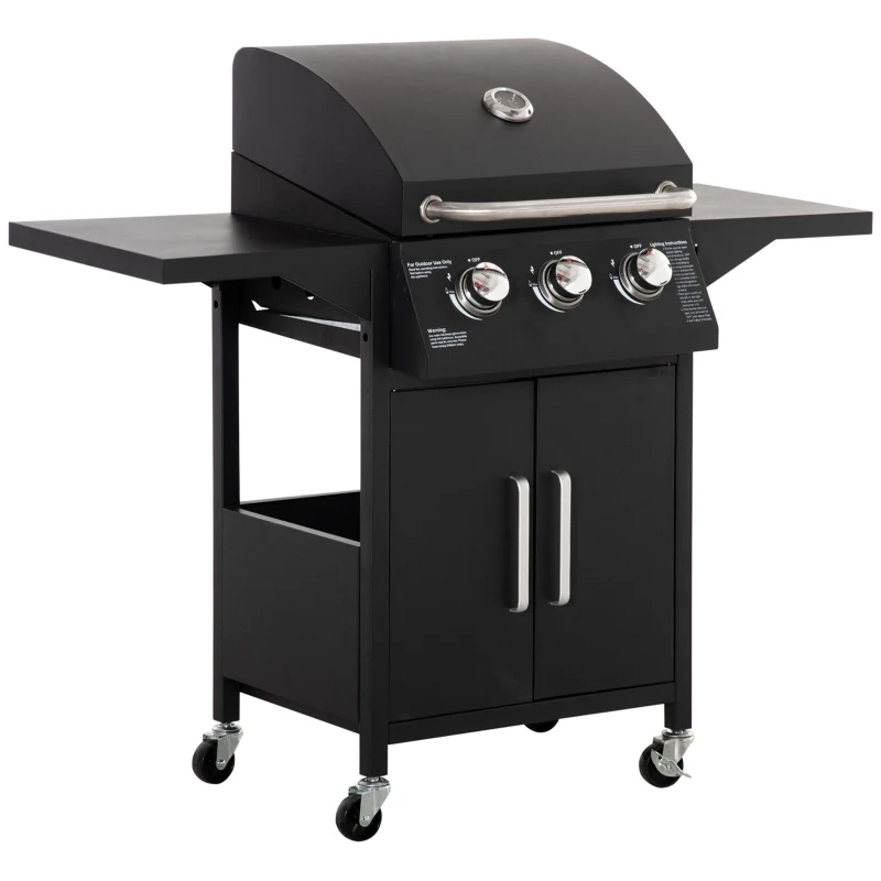 Gas BBQ 3 branders 121L x 55B x 109H cm