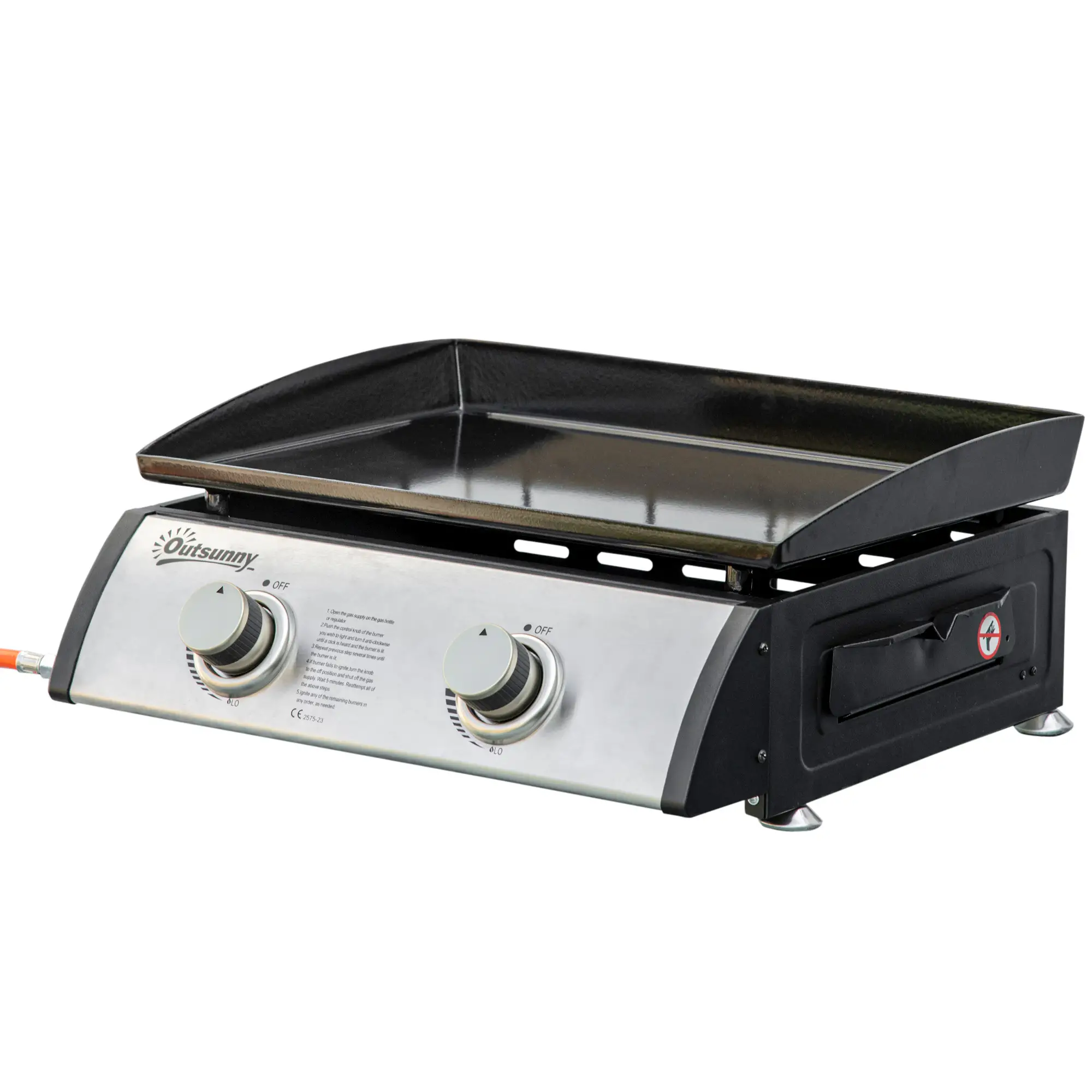 Plancha gas 2 branders 48,5 x 46 x 21 cm