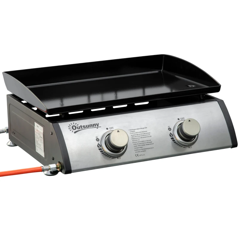 Plancha gas 2 branders 48,5 x 46 x 21 cm