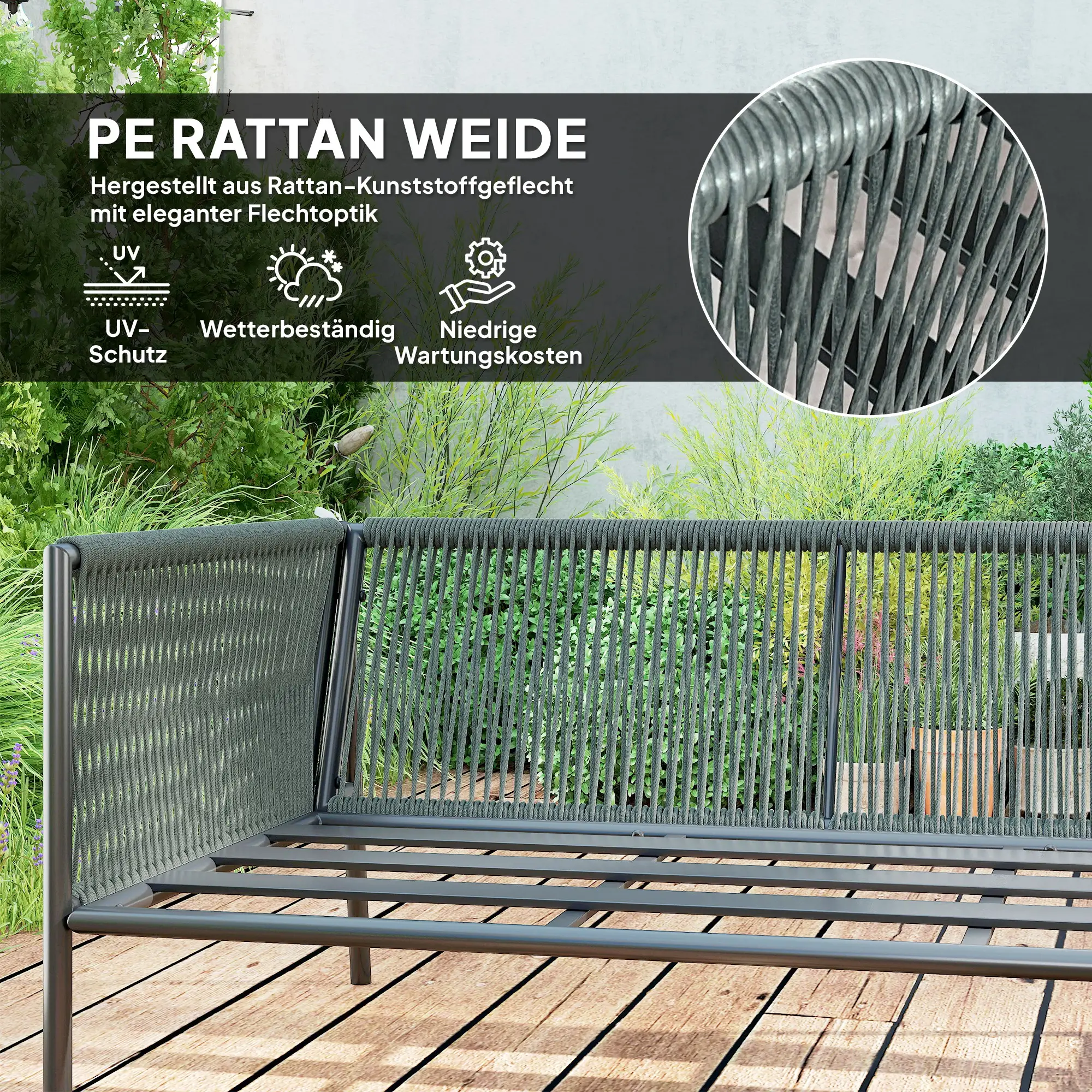 Poly Rotan Loungeset Donkergrijs