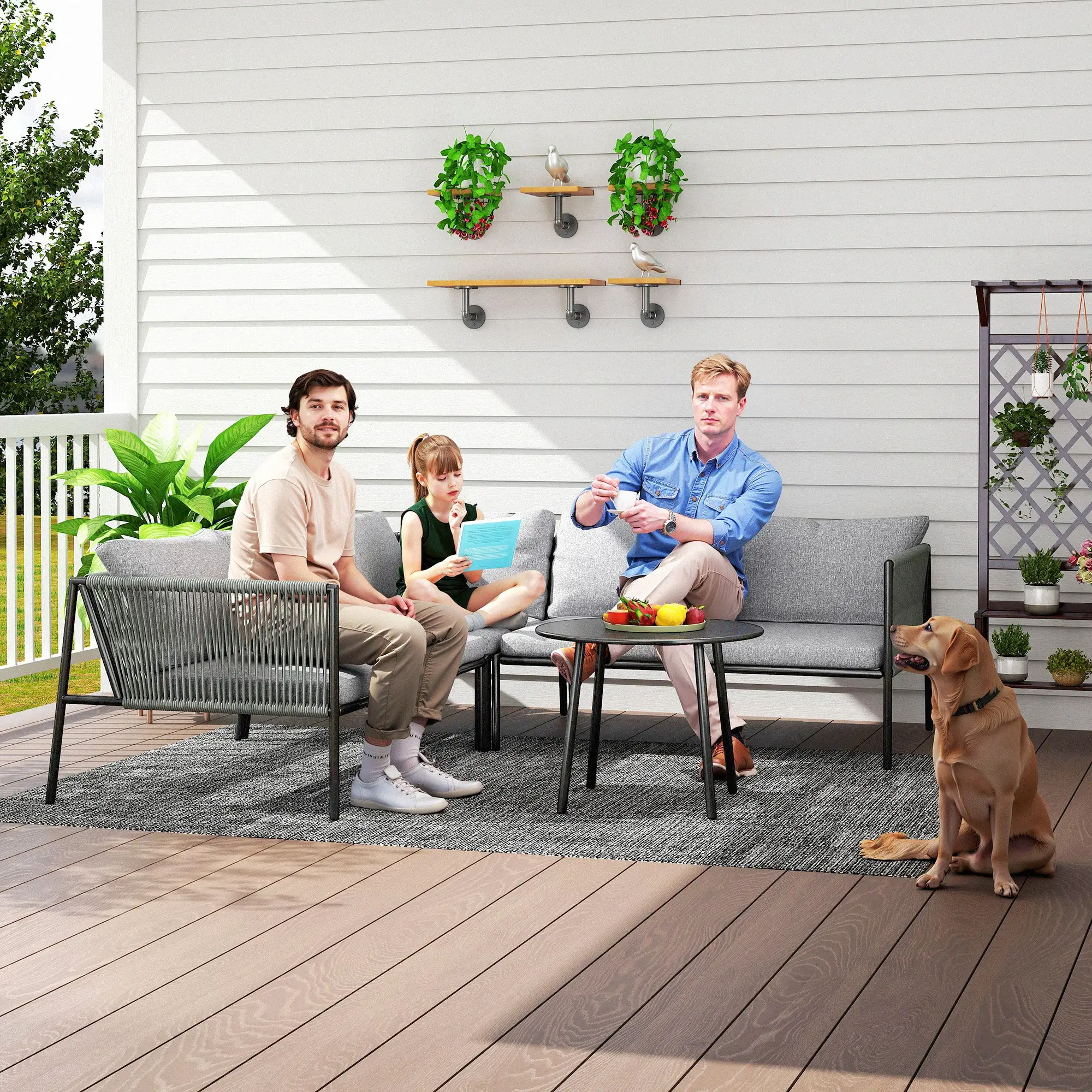 Poly Rotan Loungeset Donkergrijs