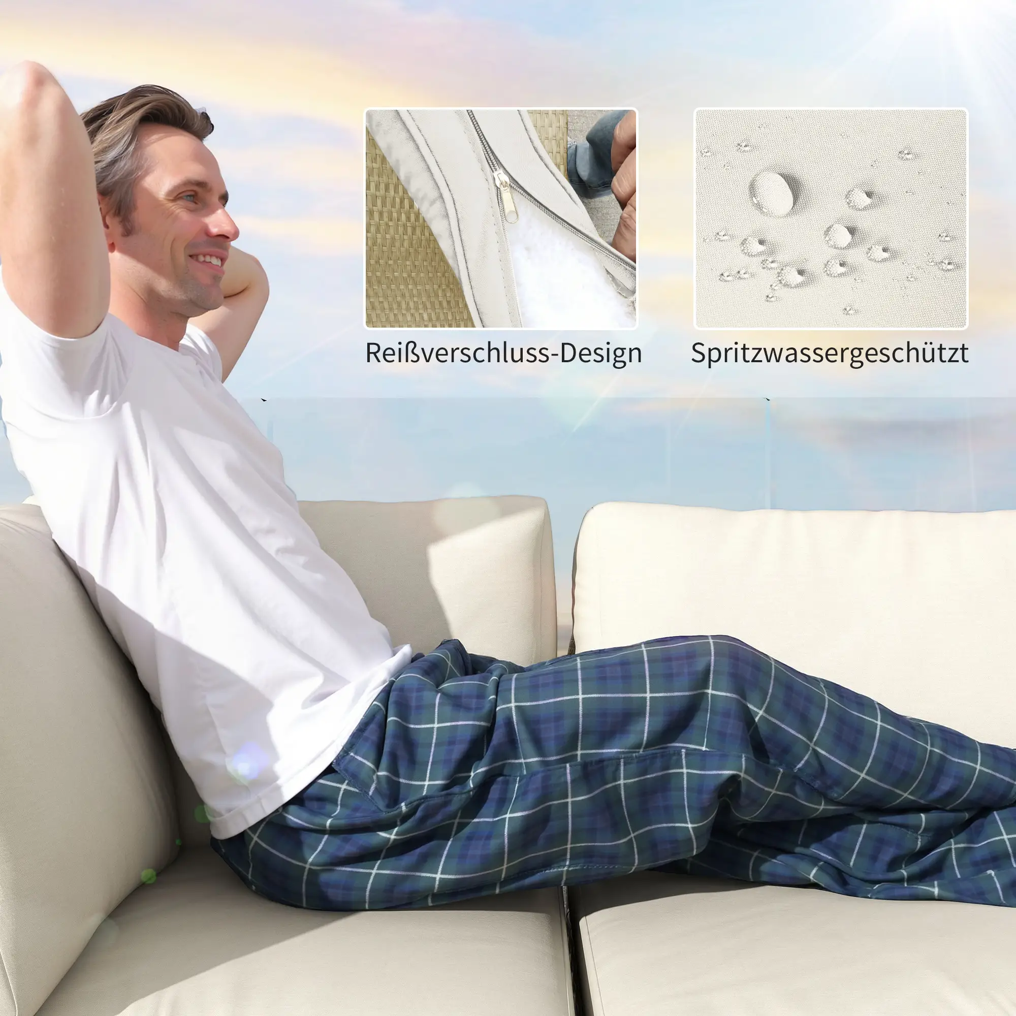 5-delige set, lichtbruin+crème wit