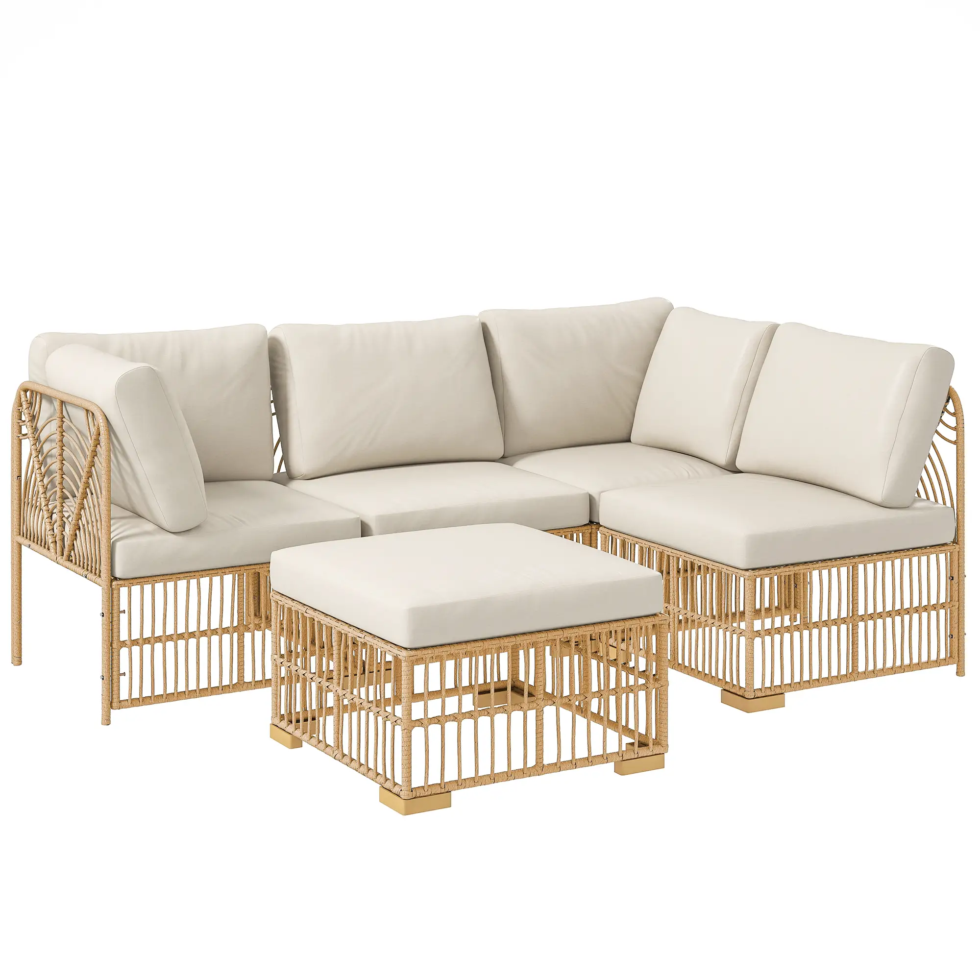 5-delige set, lichtbruin+crème wit