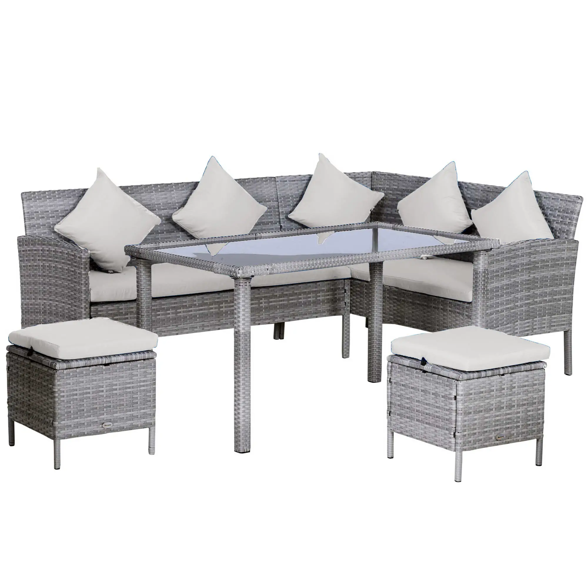 5-delige Tuinmeubelset, Metalen Frame, Grijs, 142 x 60 x 75 cm