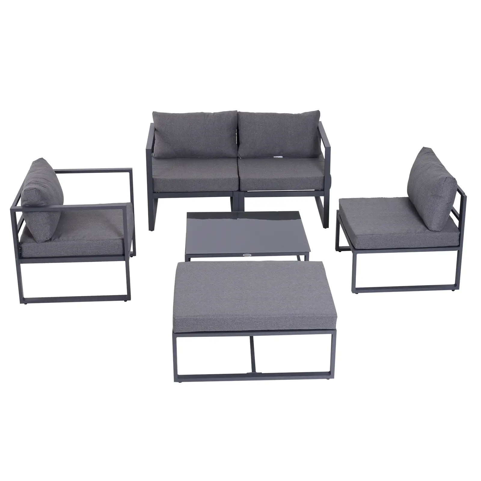 Tuinbankstel Aluminium + Polyester met Kussens voor 4-5 Pers.