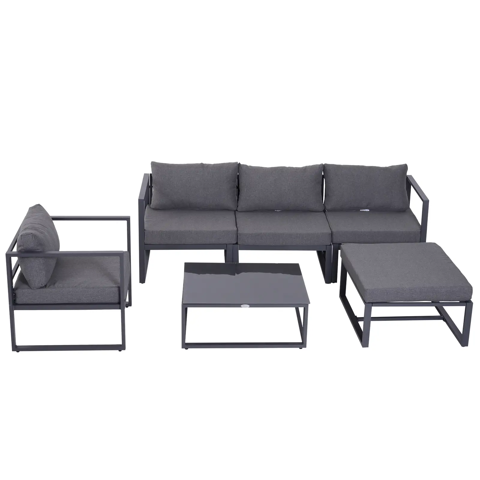 Tuinbankstel Aluminium + Polyester met Kussens voor 4-5 Pers.