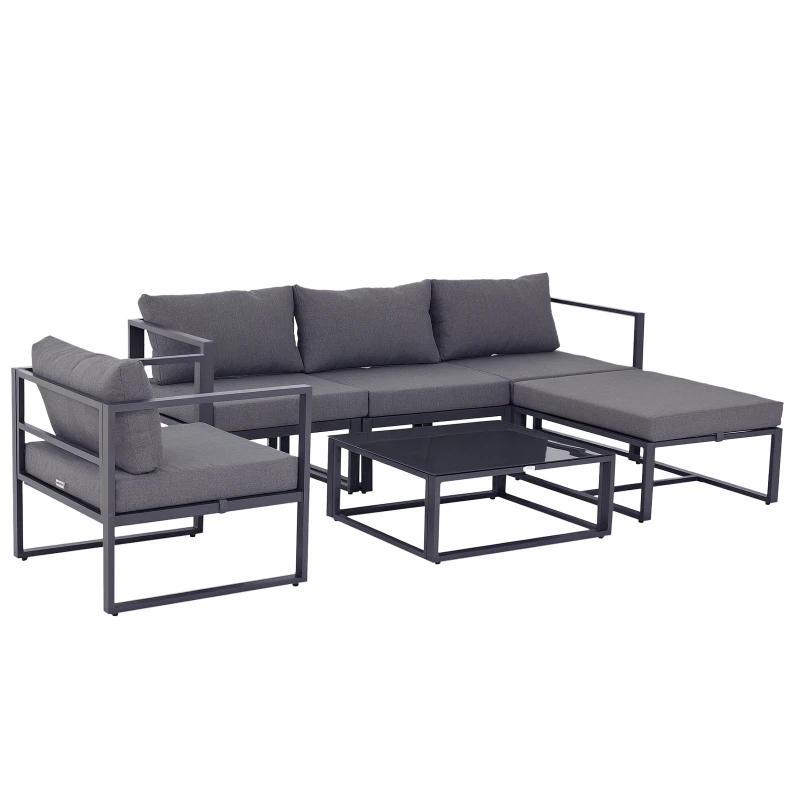 Tuinbankstel Aluminium + Polyester met Kussens voor 4-5 Pers.
