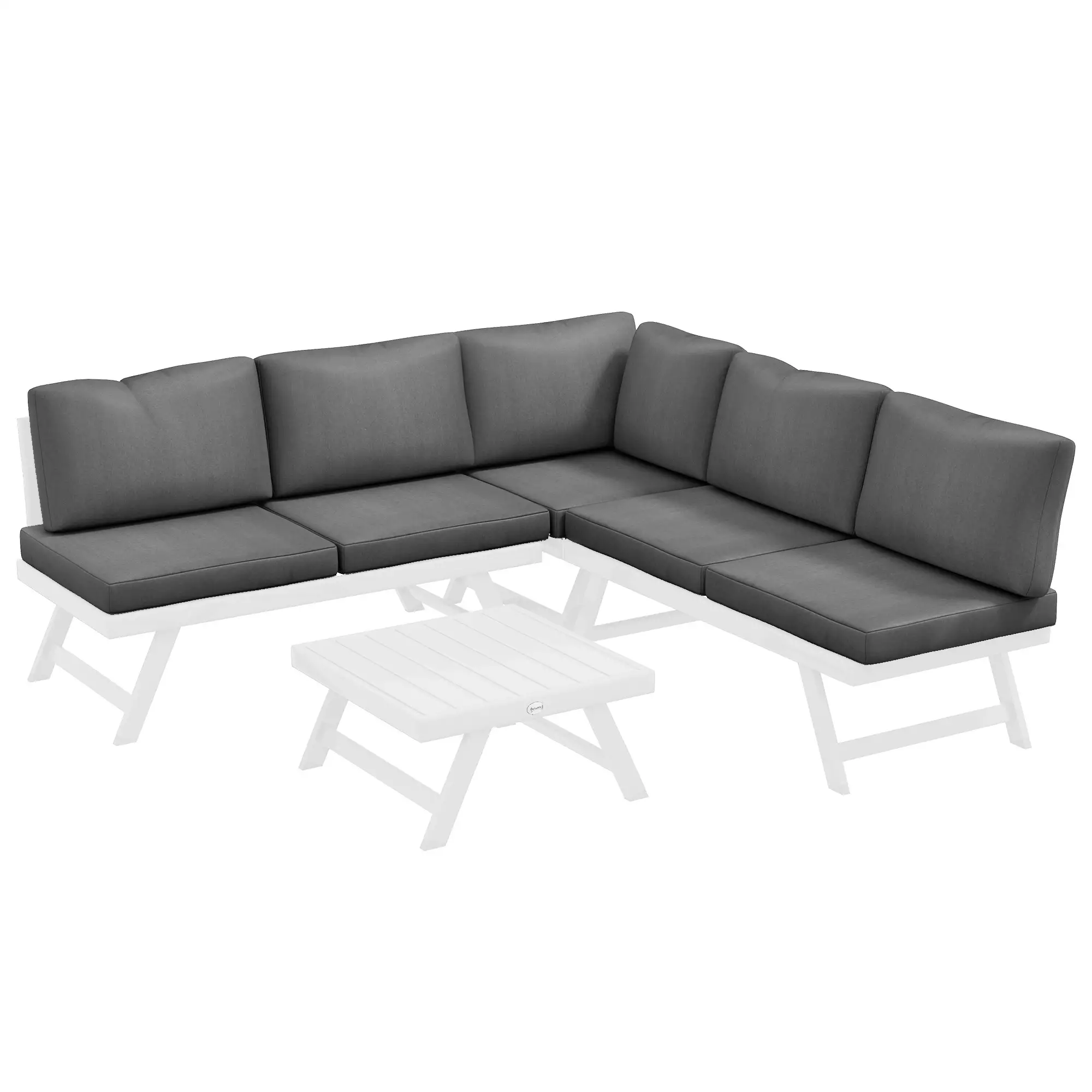4-delige Tuinlounge 115 cm x 61 cm x 65 cm, Grijs + Wit