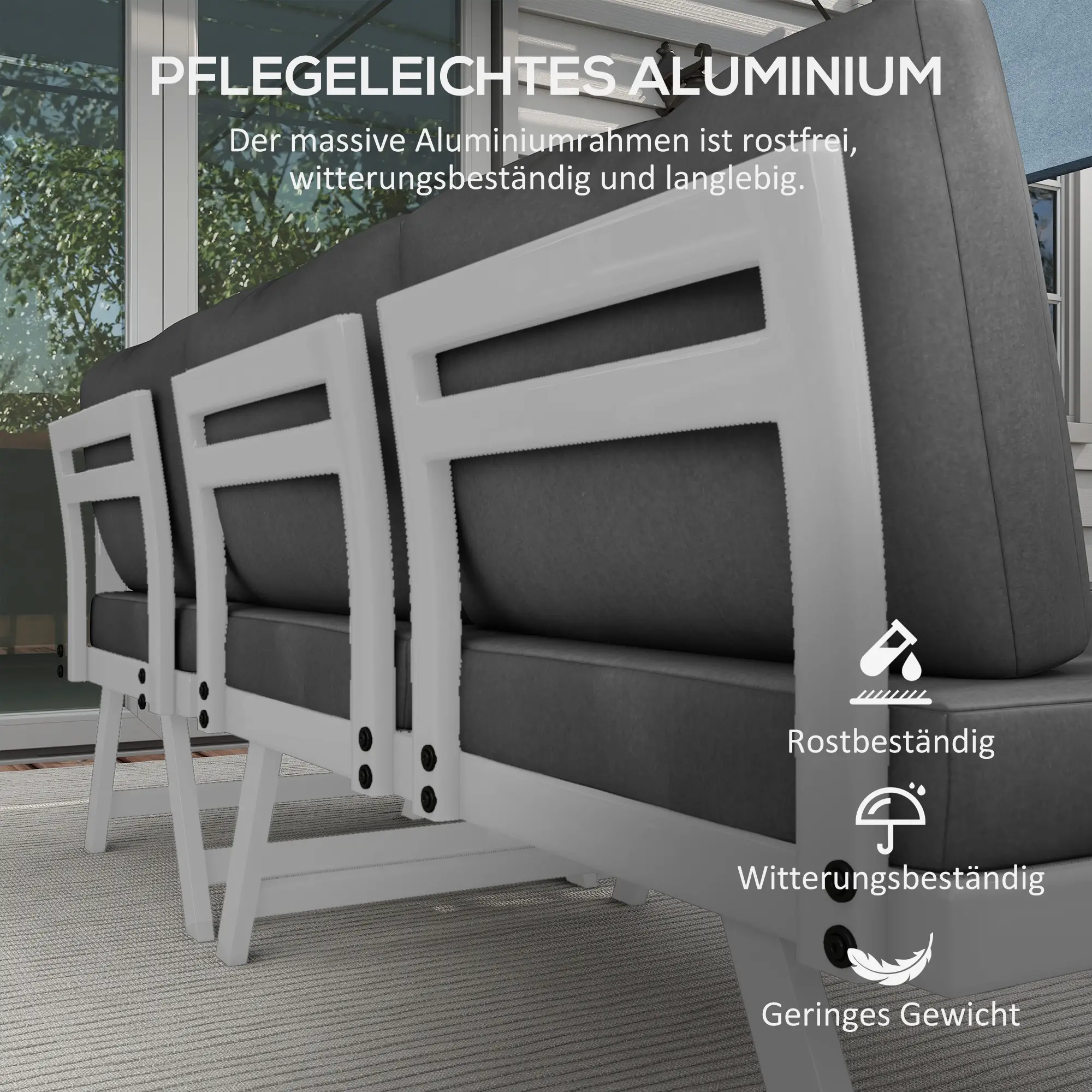 4-delige Tuinlounge 115 cm x 61 cm x 65 cm, Grijs + Wit