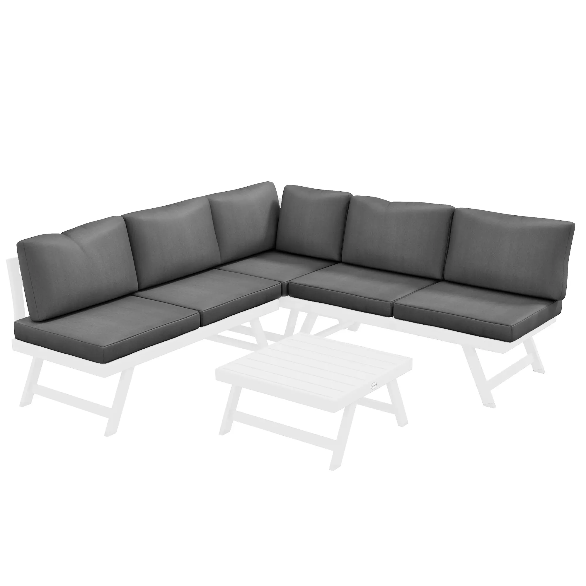 4-delige Tuinlounge 115 cm x 61 cm x 65 cm, Grijs + Wit