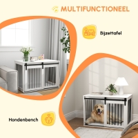 Honden Bench met schuifdeur 98x58x61cm Wit