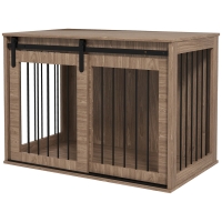 Honden Bench met schuifdeur 98x58x61cm Walnoot