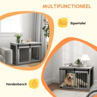 Honden Bench met schuifdeur 98x58x61cm Grijs