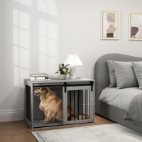 Honden Bench met schuifdeur 98x58x61cm Grijs
