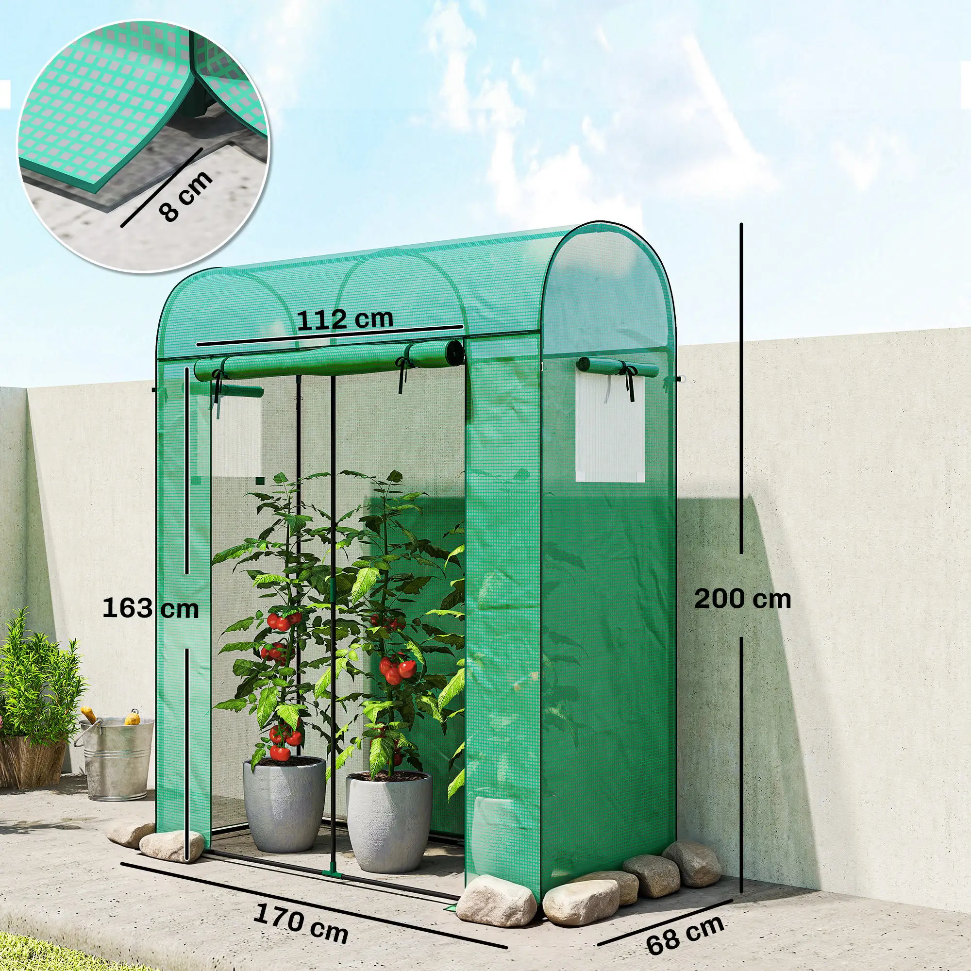 Product naamTomatenkas met Oproldeur  170 x 68 x 200 cm