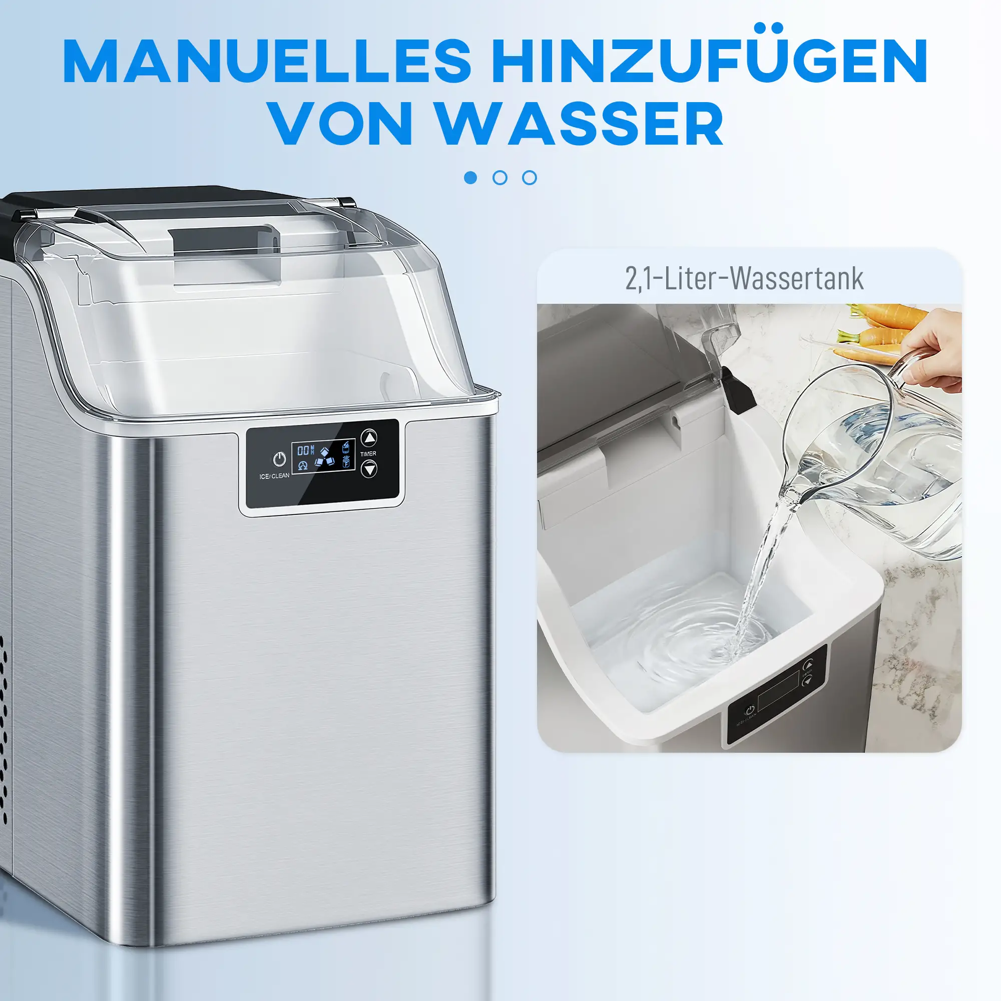 IJsblokjesmachine  2,1 liter Zilver